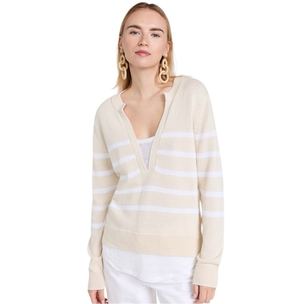Brochu Walker - Roan Layered Stripe Henley Preppy Fisherman Sweater Sz L